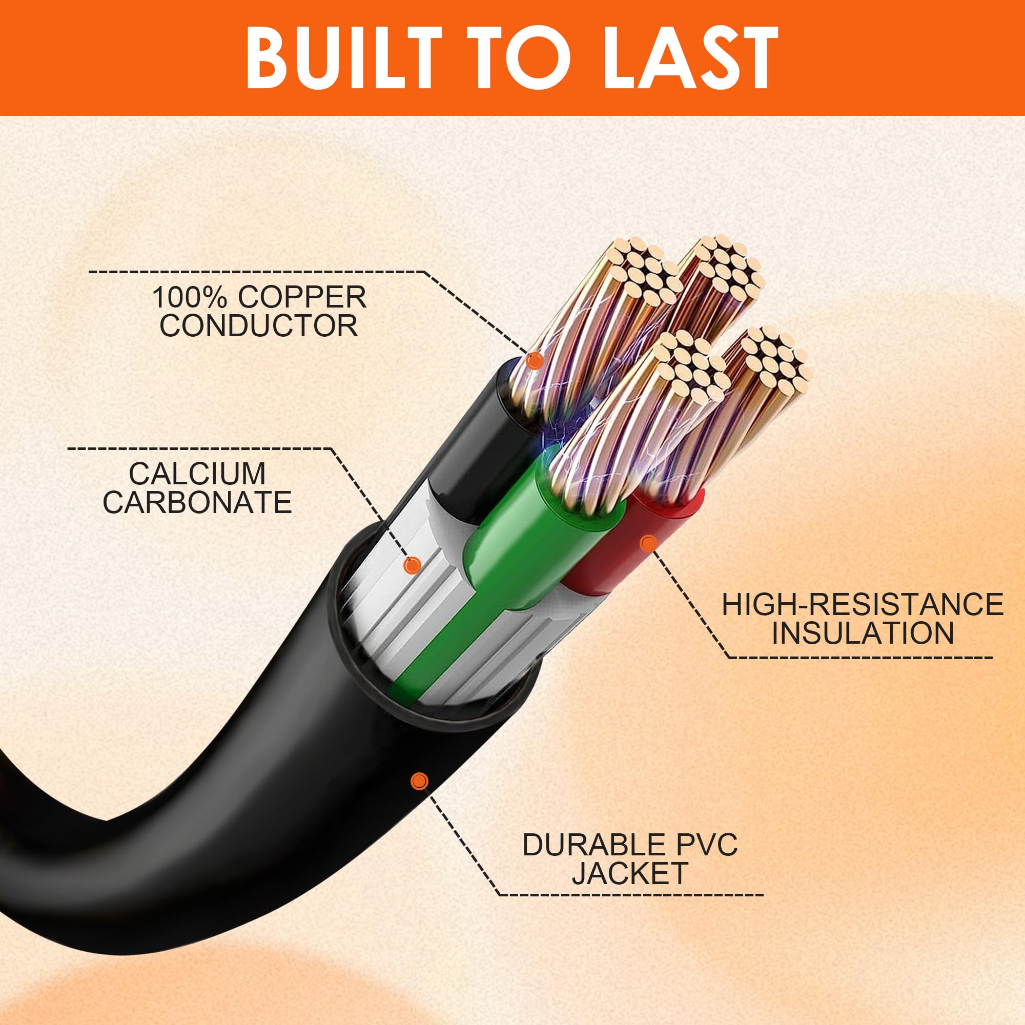 Cable de extensión para RV de 50 amperios de 10 pies, resistente 6/3+8/1 SJTW AWG RV con mango de agarre de bloqueo giratorio, NEMA 14-50P a SS2-50R con indicador LED