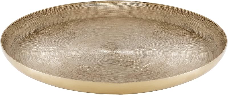 Kate and Laurel Stovring Mid-Century Tray, 16 Inch Diameter, Gold, Modern Tray for Serving, Storage, and Display