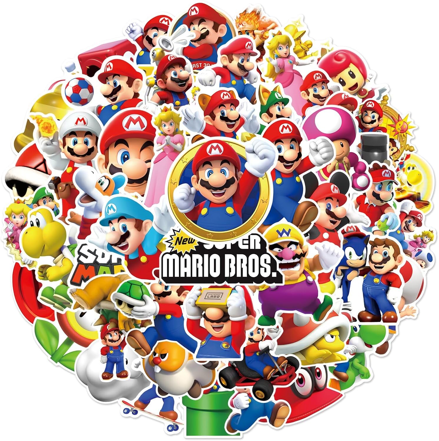 Amazon.com: Cartoon Mario Stickers for Kids, 50pcs Vinyl Waterproof ...
