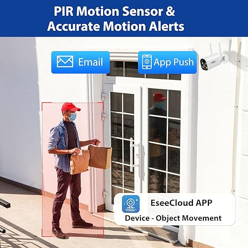 Miniatura 2 de Funciona con batería solar, 1 TB preinstalado Sistema de cámara de seguridad inalámbrica Hiseeu con batería solar, 4 MP HD, foco, kits 100% libres