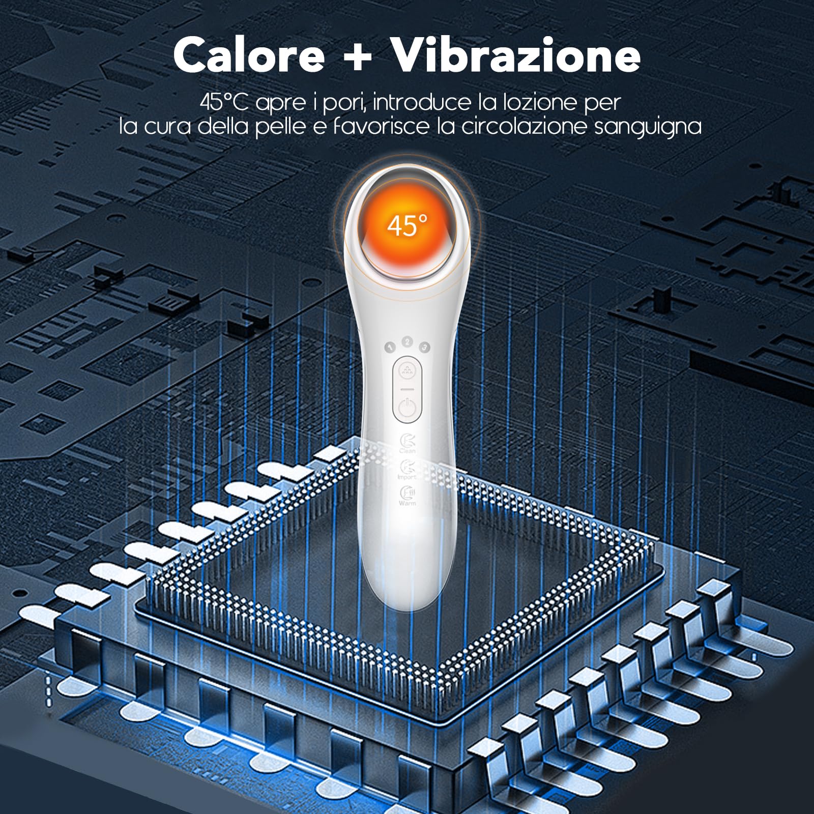 DOCOCO Massaggiatore Viso Antirughe Lifting Microcorrente 3 Modi, Elettrico per Pulizia Profonda Rassodare