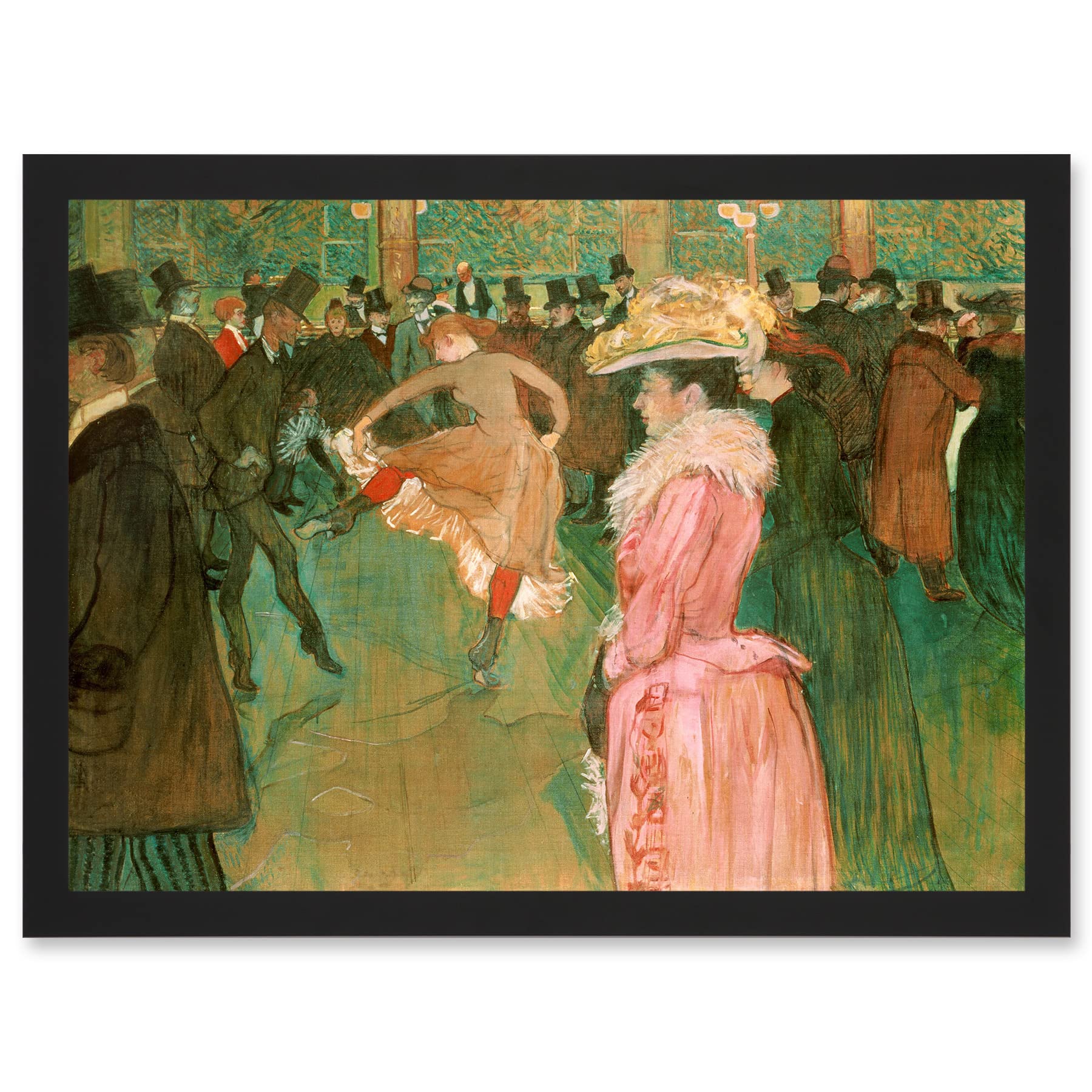 Artery8 Henri De Toulouse Lautrec At The Moulin Rouge The Dance Artwork Framed Wall Art Print A4