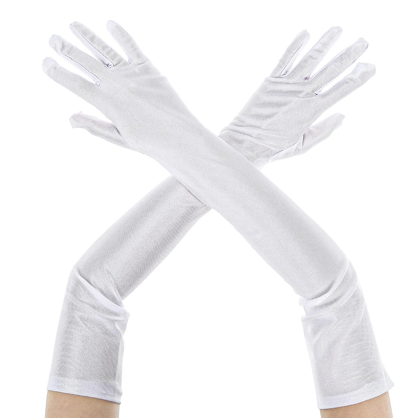 BremorouLong Gloves Women's White Gloves Satin Opera Festival Party Wedding  Bridal Gloves Elegant Women's Satin Classic Evening Gloves Opera Gloves