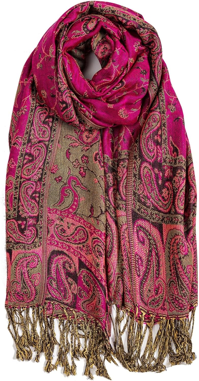 AUSEKALY Pashmina Feel Shawls Wraps for Women Rave Scarf Soft Silky Reversible Men Scarves