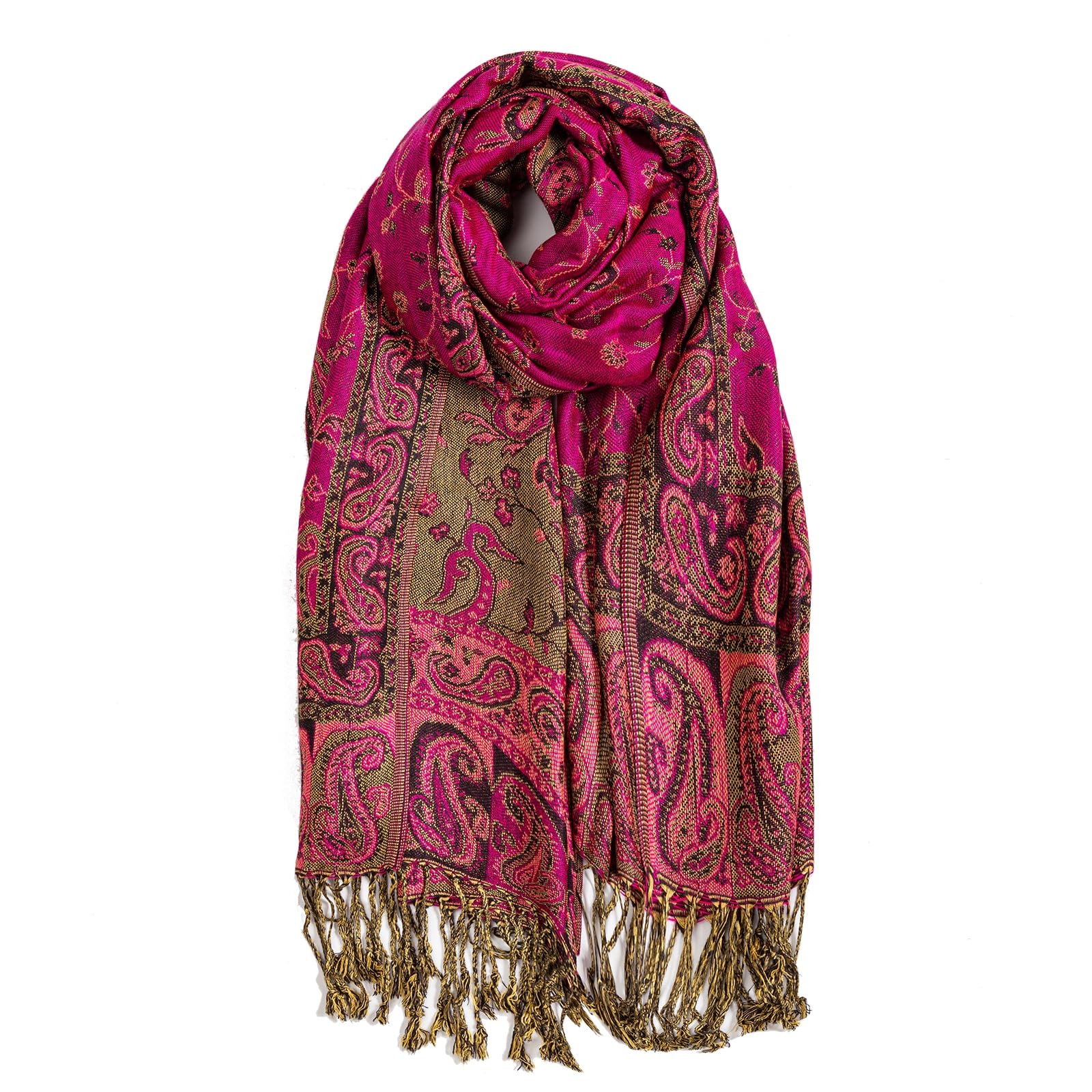 AUSEKALY Pashmina Feel Rave Scarf for Men Women Reversible Wrap Rose Pink