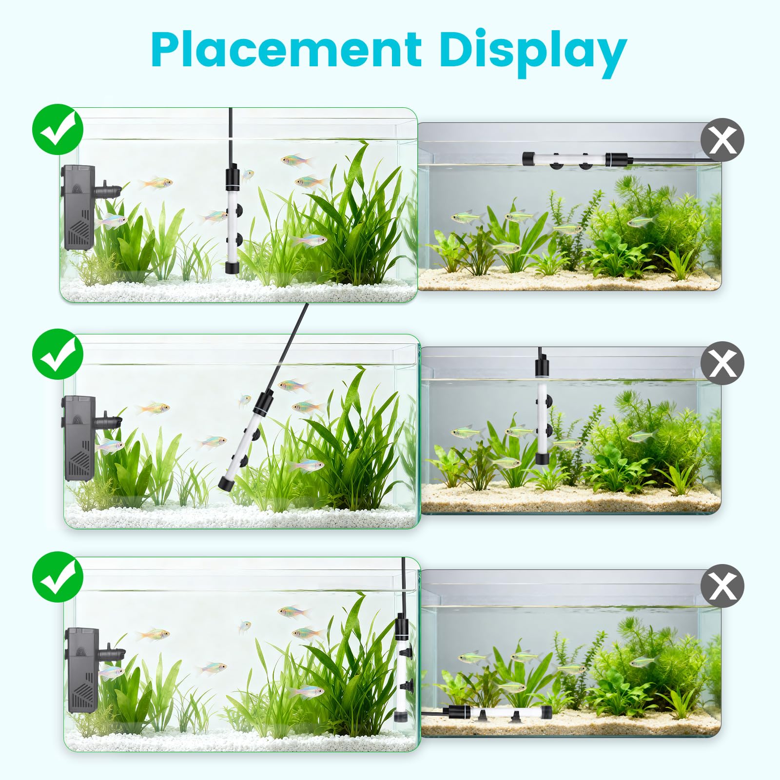 hygger Mini chauffage submersible pour aquarium 300 W
