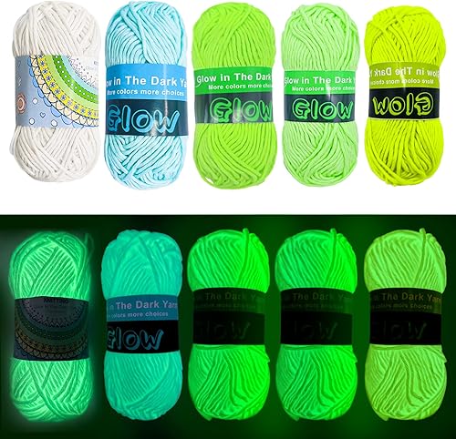 Miniatura 9 de 5 piezas de hilo que brilla en la oscuridad suministros de costura 55 yardas para ganchillo para manualidades manualidades y costura principiantes
