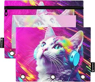 Art Cat 2 Pack Binder Folders 3 Hole Punch Pocket Folders，Binder Organizer File Folder for Home, Office