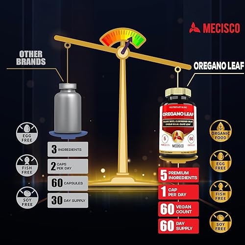Miniatura 4 de Cápsulas de orégano 5 en 1 con hojas de orégano y semillas negras, saúco, bulbo de ajo y aceituna  Apoya la salud inmune y digestiva para hombres y