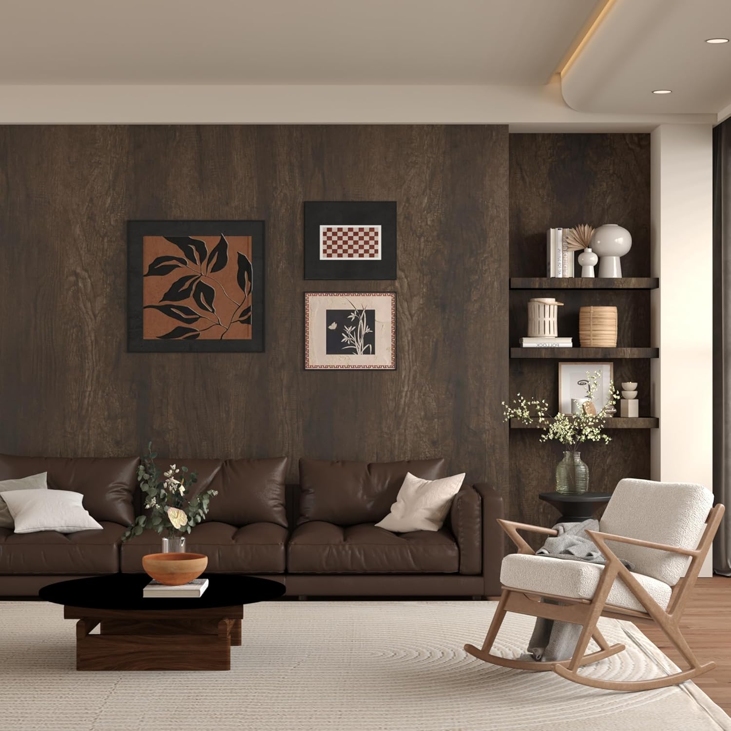 Natural Wood Contact Paper 31x354 inch Brown Wood Peel and Stick Wallpaper Removable Self-Adhesive Wood Grain Vinyl Wrap Matte Thicken Bubble-Free Design for Kitchen Bedroom Furniture Decor