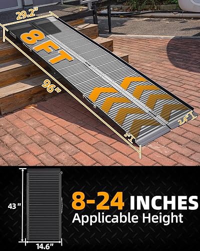 Vista 38 de VNN Rampa portátil para silla de ruedas de 3 pies, rampas de umbral de puerta de aluminio antideslizantes para sillas de ruedas para el hogar
