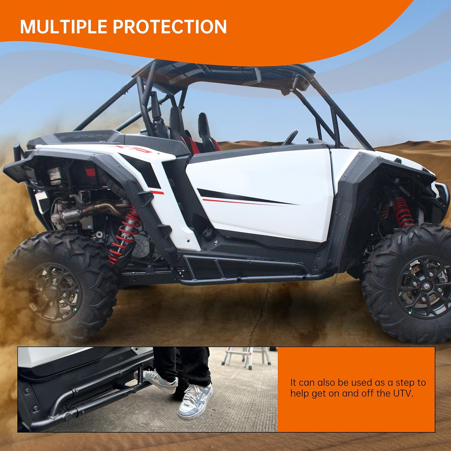 Nerf Bars Rock Sliders Compatible with 2024+ Polaris RZR XP 1000 Accessories Steel Combined Side Steps Low Profile Tree Kickers Side Bumper Protection for RZR XP 1000 2024 2025 (2-Seat, 2PCS)