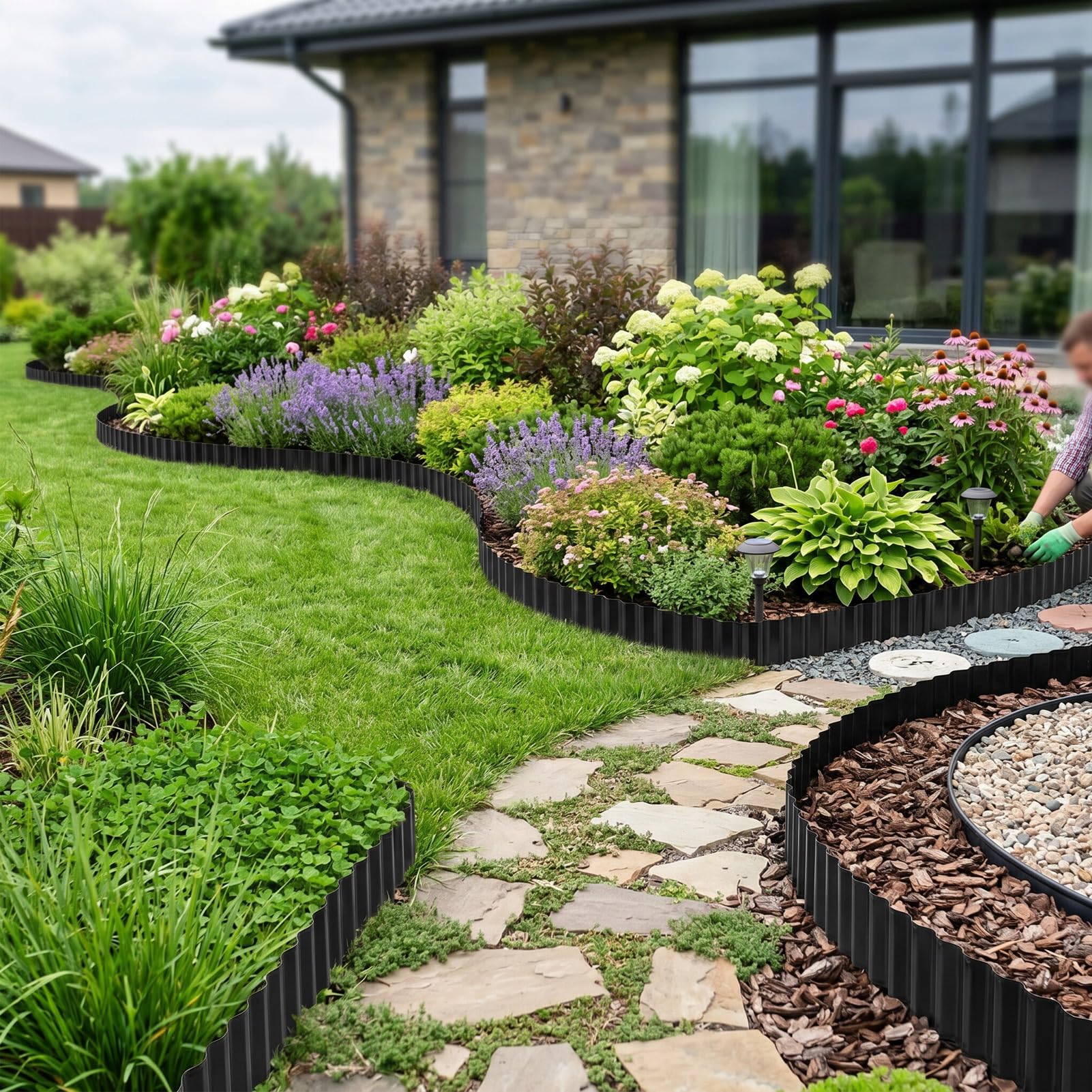 Hyuduo Bordure de Jardin en Métal Durable Noir, Liseré pour Parterre de
