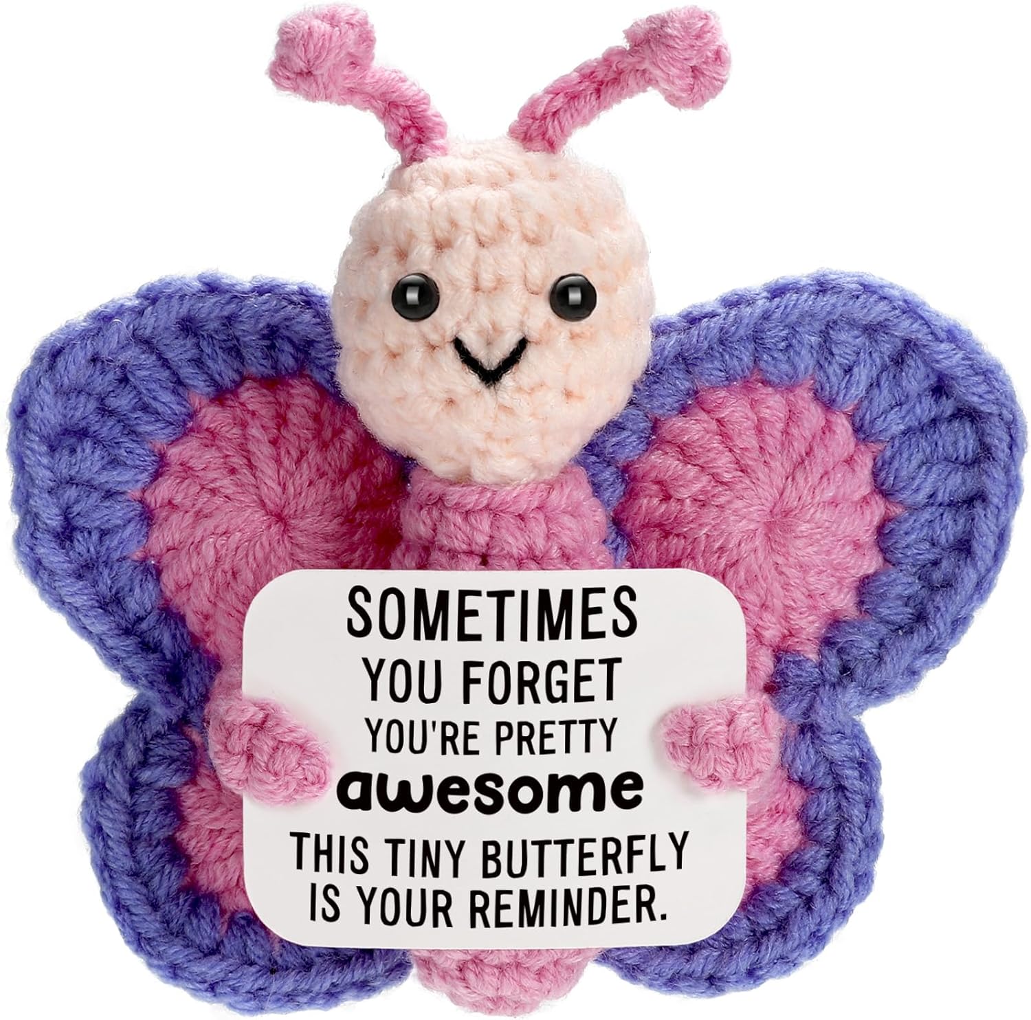 WEYON Handmade Crochet Emotional Support Butterfly - Positive Uplifting Gift for Women, Friends, Coworkers, Birthdays & Christmas
