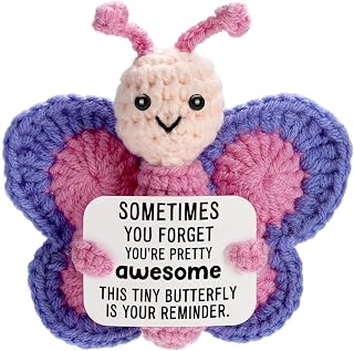 WEYON Handmade Crochet Emotional Support Butterfly - Positive Uplifting Gift for Women, Friends, Coworkers, Birthdays & Christmas