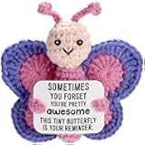 WEYON Emotional Support Butterfly Gift, Tiny Handmade Positive Crochet Animal for Women, Friend, Coworker, Bestie, Motivational Encouragement Present, Best for Birthday & Christmas