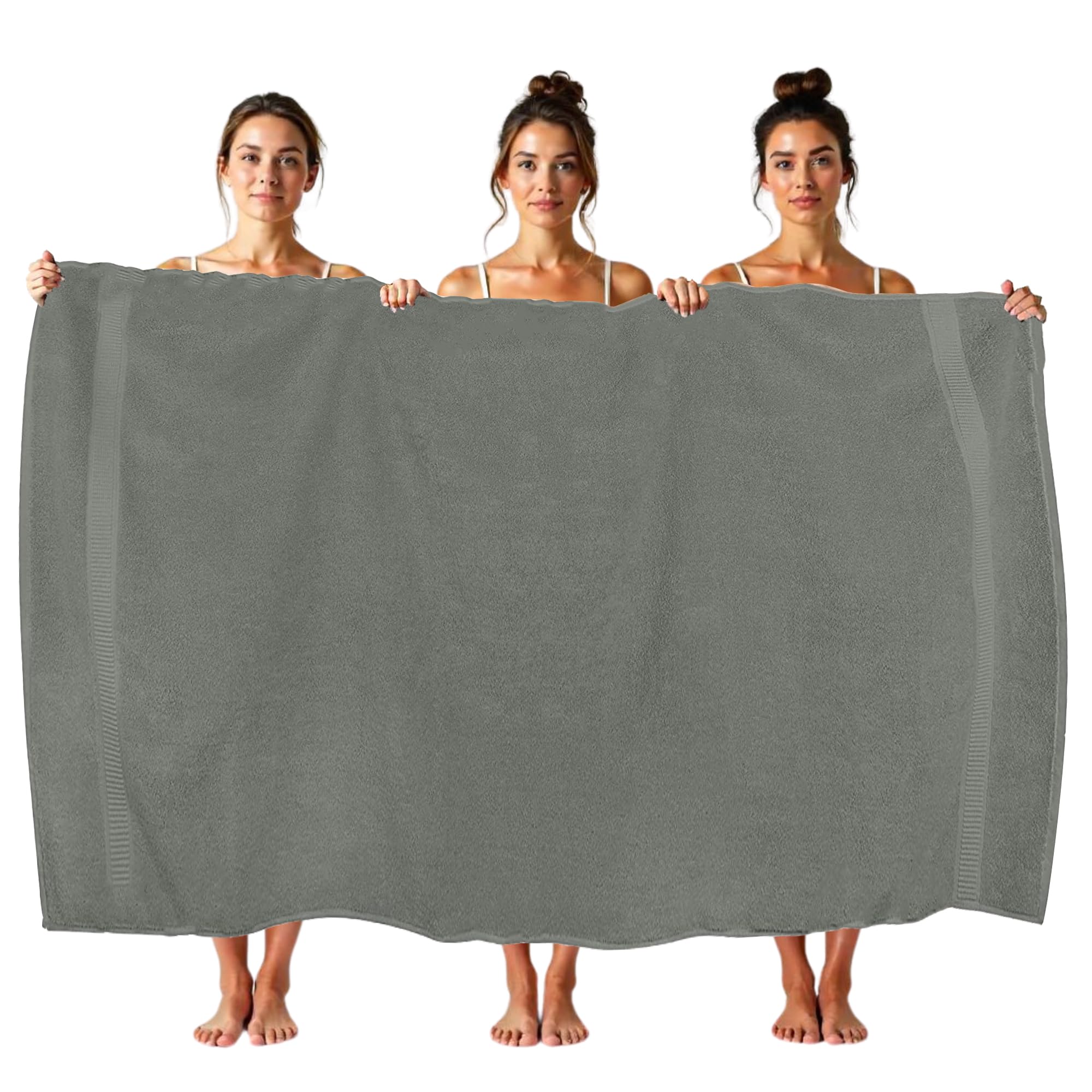 HOUSEGADS Luxury Jumbo Bath Sheet - 600 GSM 100% Ring Spun Cotton - Highly Absorbent and Quick Dry - Extra Large Bath Sheets Towel - Super Soft - Hotel Quality Towels 90 X 180 CM (2, Grey)