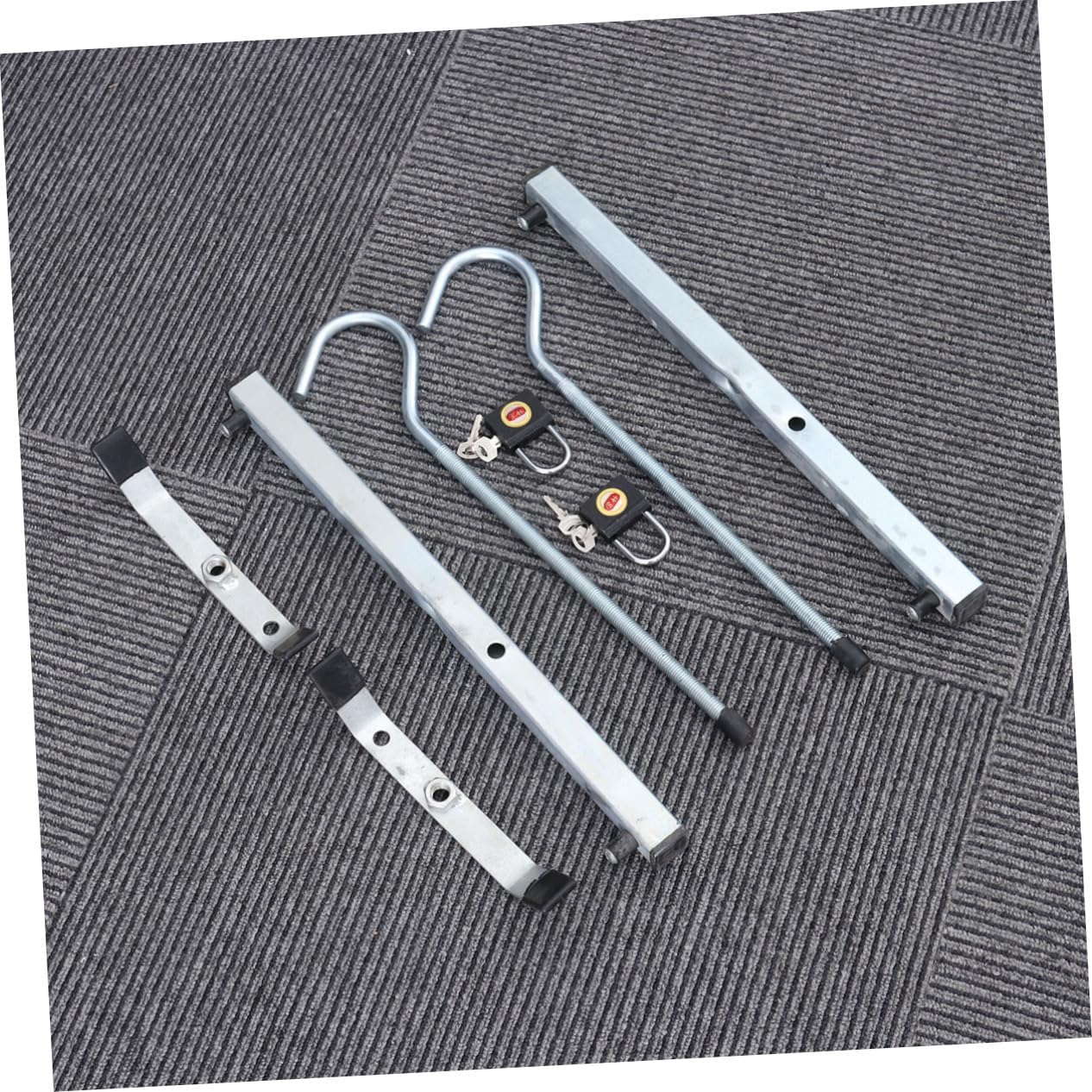 One Pair Silver Ladder Clamp Car Roof Carrier Safety Lock Set for Secure Vehicle Transport Durable Van Roof Hook and Car Carrier Clamp
