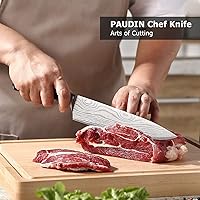 Vista 6 de PAUDIN Cuchillo de chef, cuchillo de cocina afilado de acero inoxidable de alto carbono de 8 pulgadas con mango ergonómico, caja de regalo