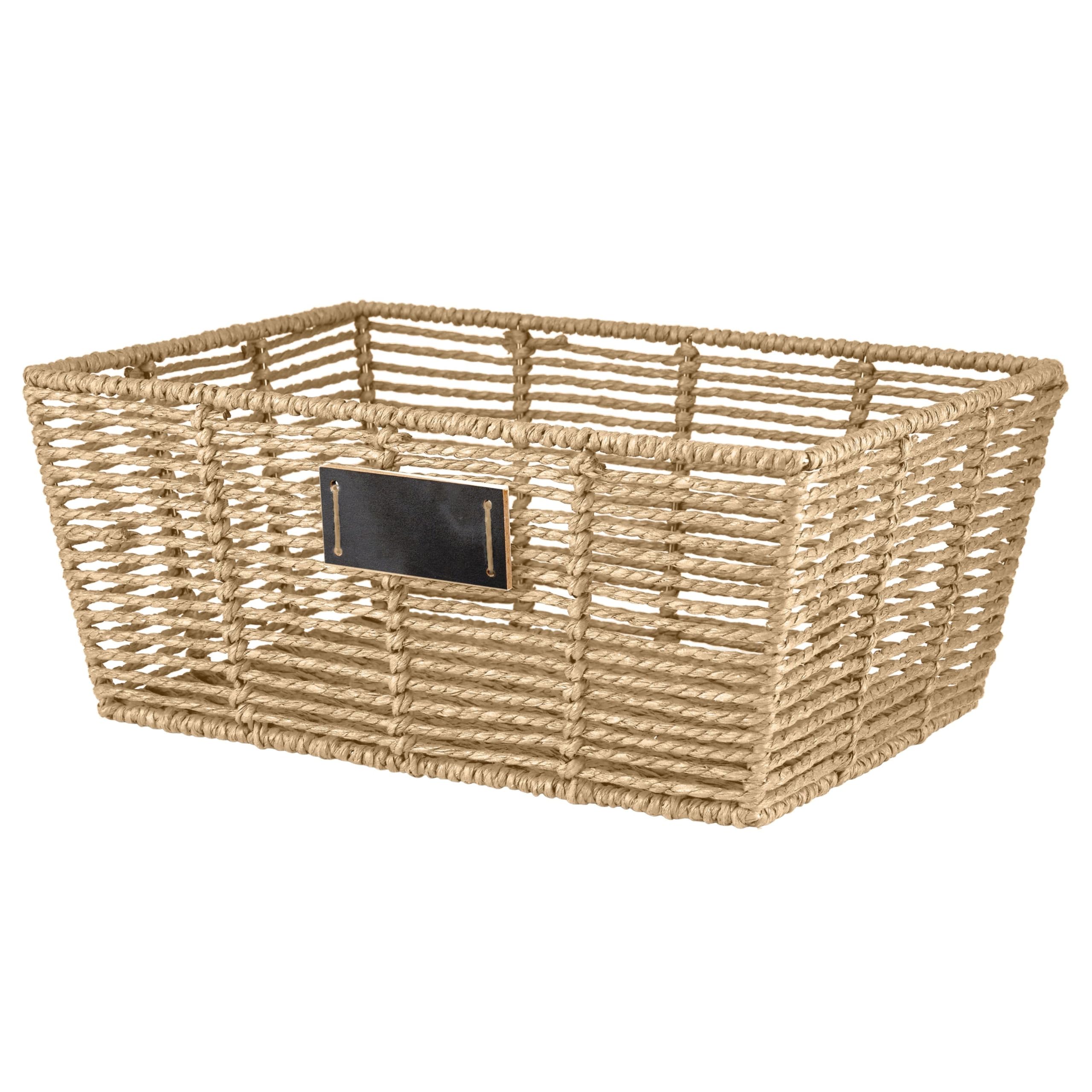 Grand sac de rangement 35x24x14 cm en tissu naturel pour étagère armoire