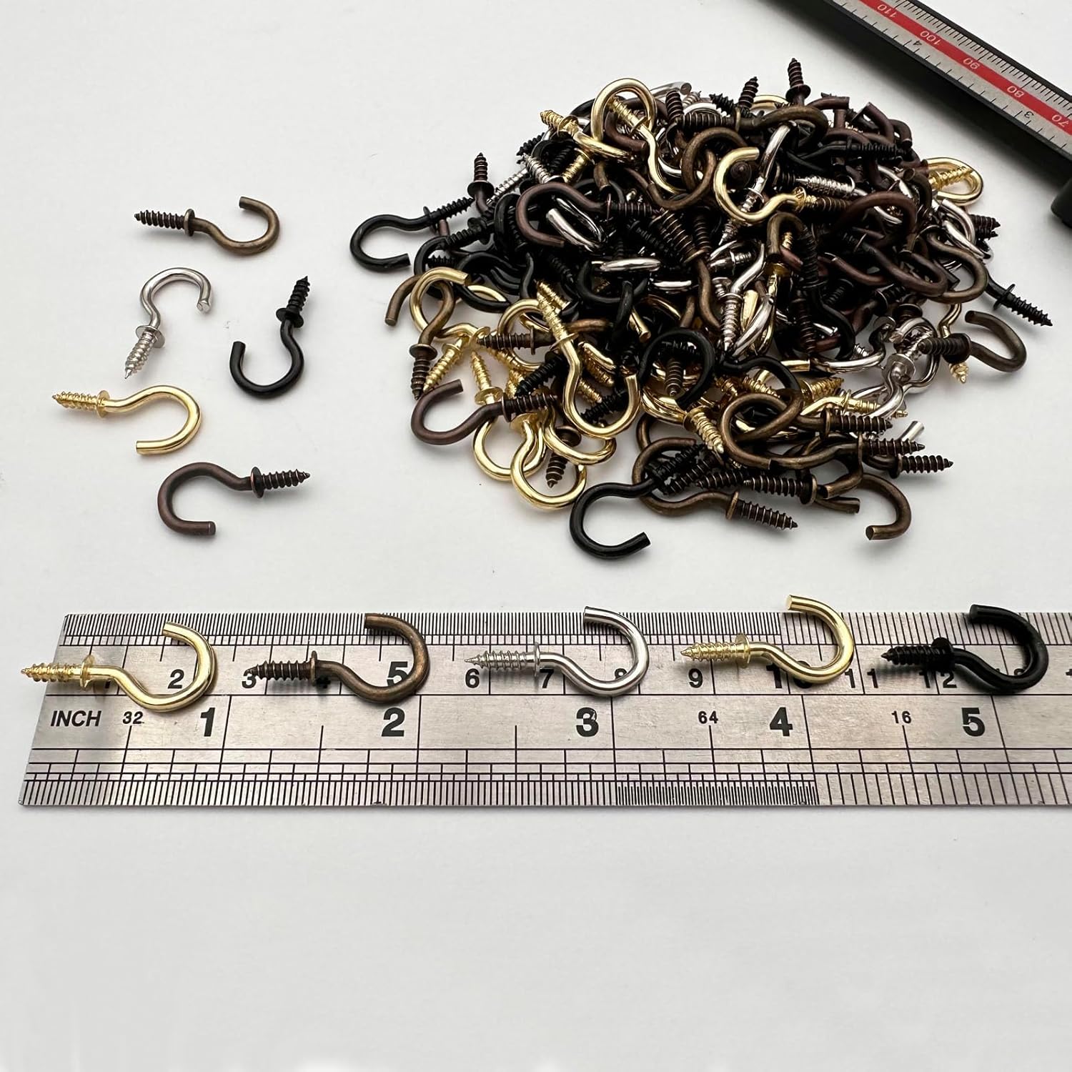 160 Pcs Small Screw Hooks, 5/8 Inch Metal Twist in Hook, Christmas Lights Patio Hanging Jewelry Hooks 5 Colors (Gold,Bronze,Black,Antique Copper,Silver) - Image 6