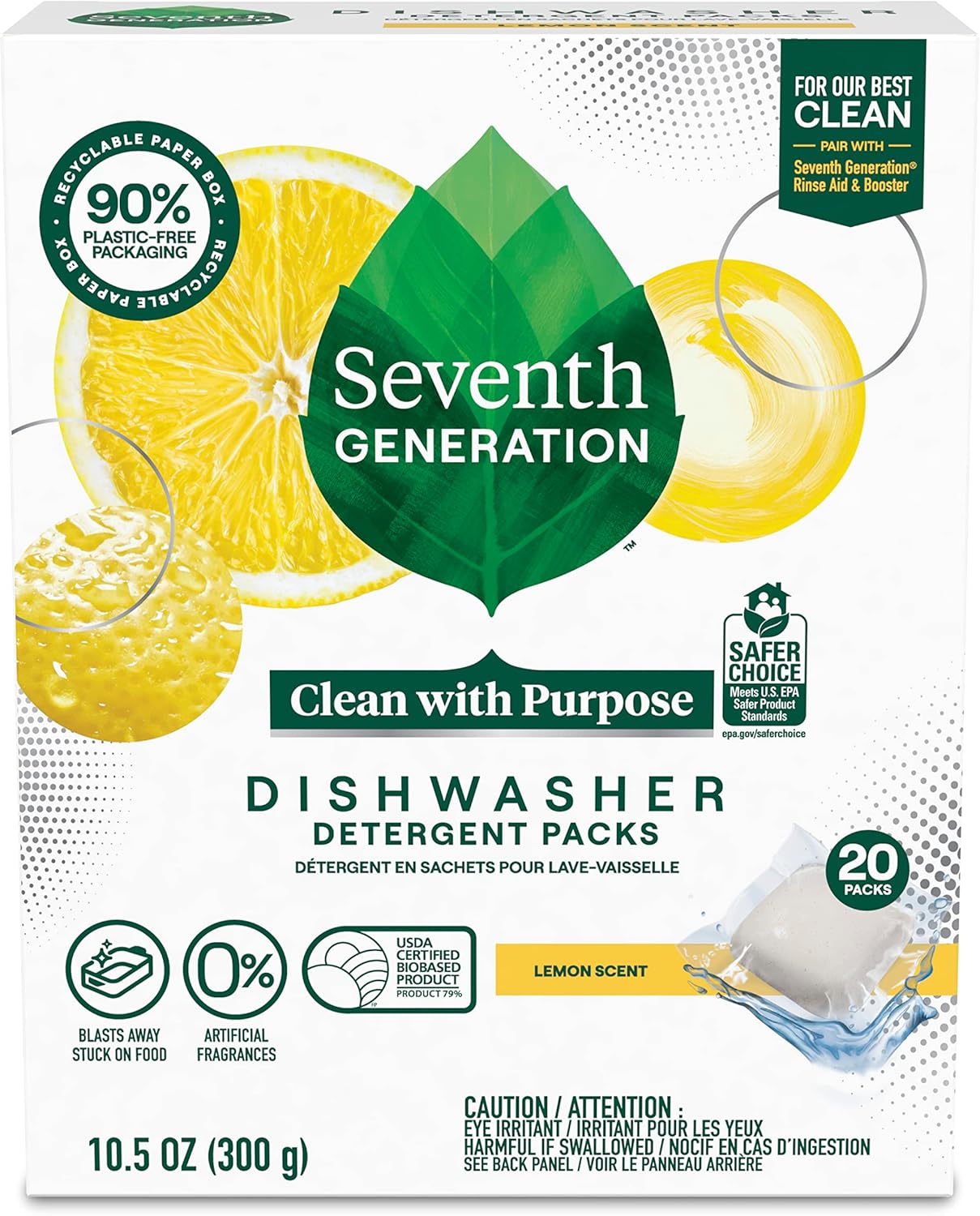 Seventh Generation Dishwasher Detergent Pods, Lemon Scent