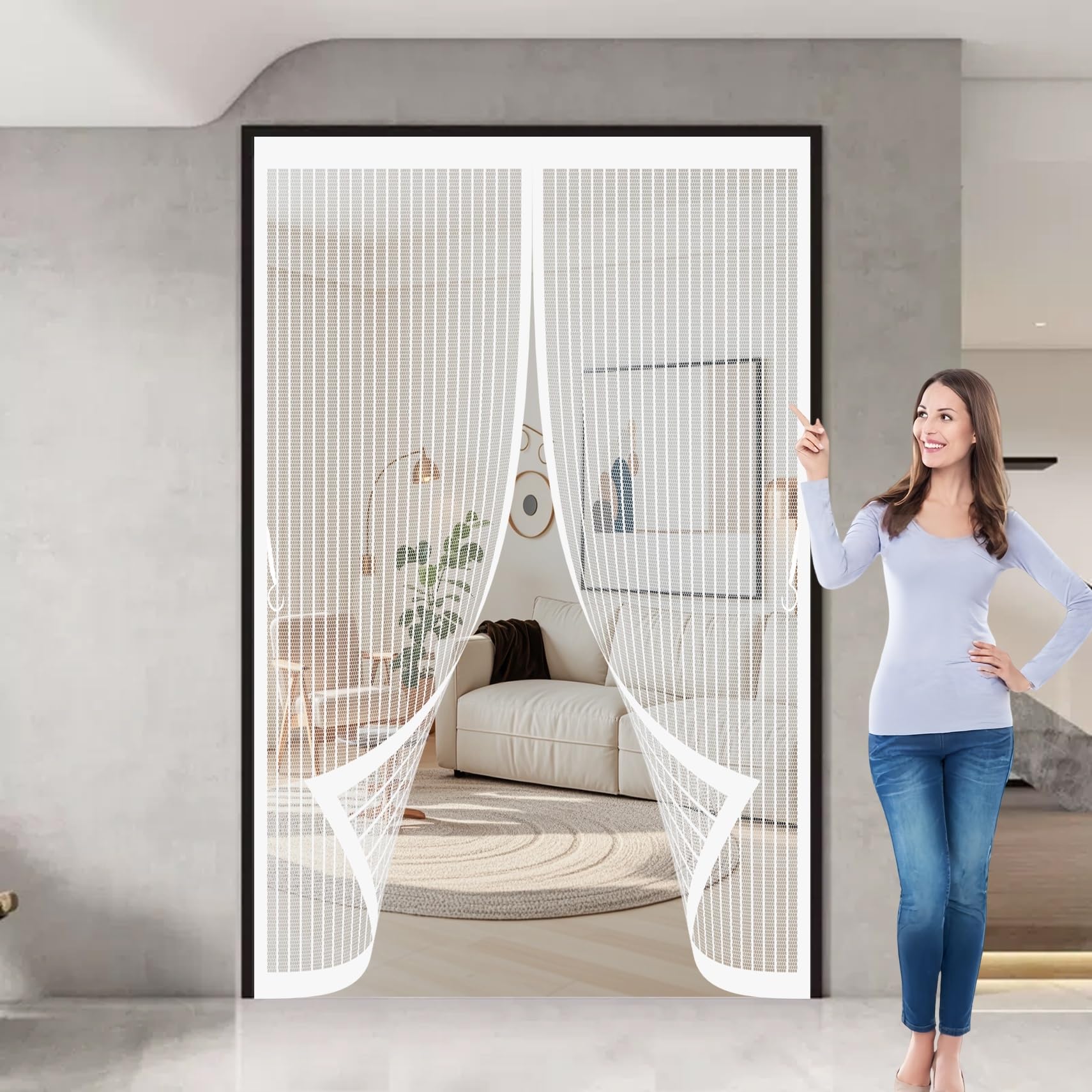 Rideau moustiquaire porte de qualité supérieure avec maille fine blanche
