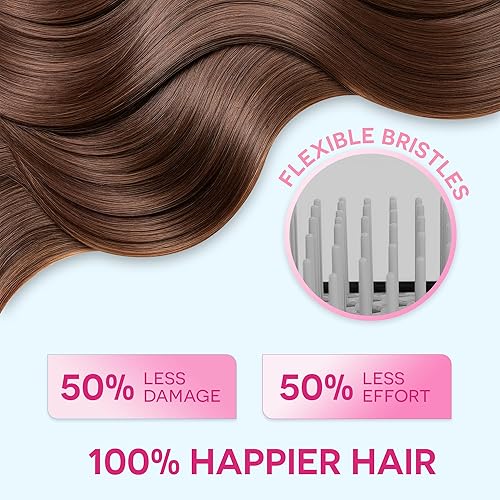 Miniatura 7 de Bautero Juni Midnight - Cepillo desenredante para cabello con cerdas antiestáticas, negro, 8.9 x 3.15 pulgadas, 106 cerdas flexibles, diseño