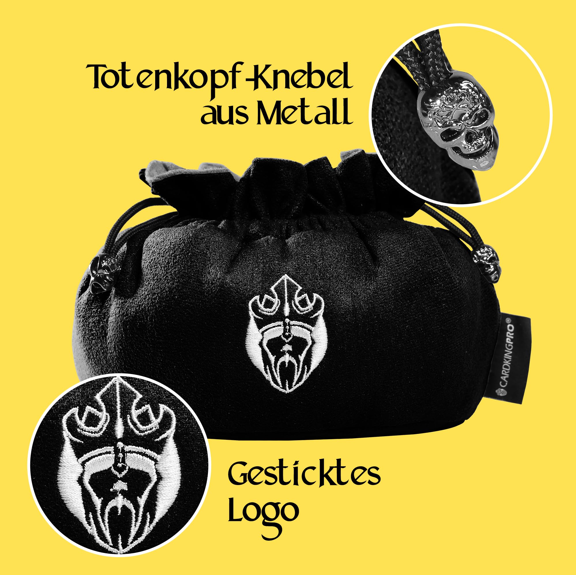 CardKingPro Immense Würfelbeutel mit Taschen – Schwarz – Kapazität 150+ Würfel – Großartiger Organizer für Würfelsammler, Perfekt für Dungeons and Dragons [Patentiertes Design]