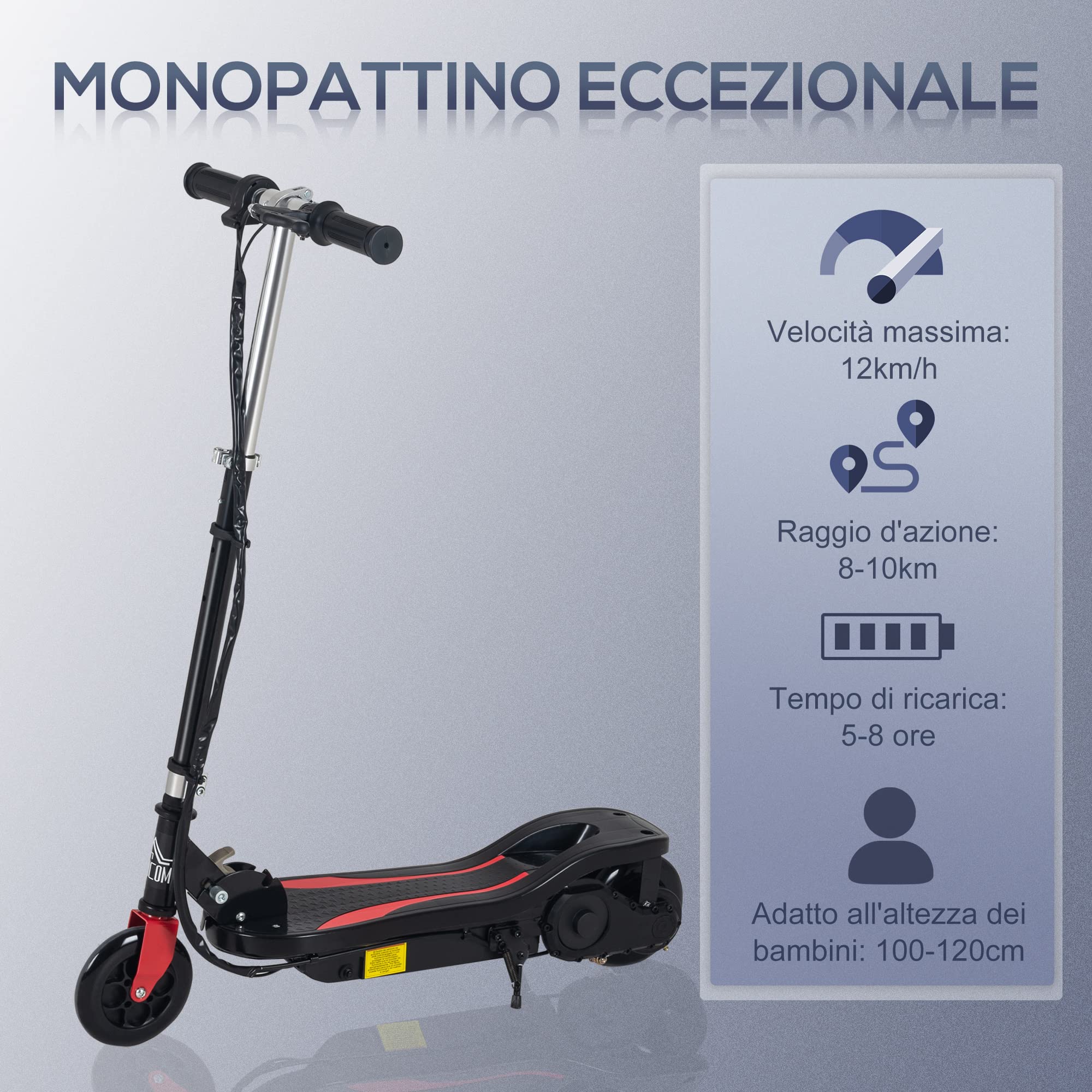 HOMCOM Patinete Eléctrico Plegable para Niños de 7-14 Años, Patinete Eléctrico con Velocidad MAX. 12 km/h, Alcance de 8 km, Altura Ajustable, Freno de Mano — view 6