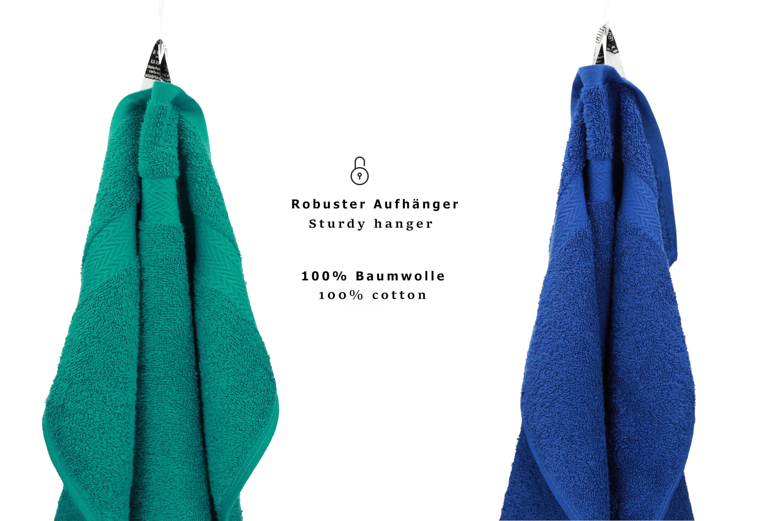 Betz Juego de 10 Toallas Classic 100% algodón 2 Toallas de baño 4 Toallas 2 Toallas de Mano 2 Toallas Cara de Color Verde Esmeralda y Azul