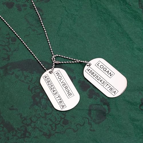 Miniatura 4 de Wolverine Logan 2 sided Dog Tags Stainless Steel Military Pendant Necklace