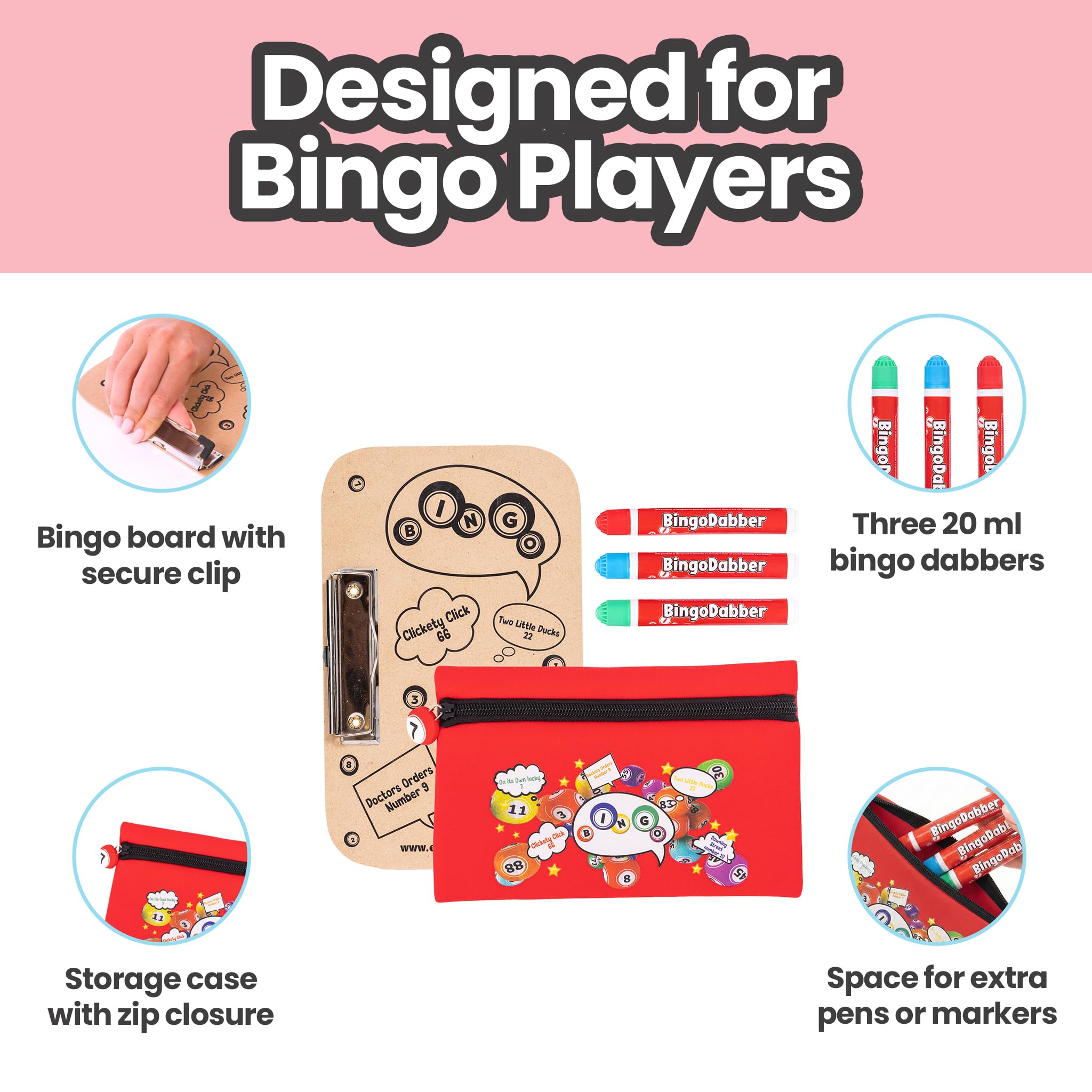 evelay Bingo Dabber Case Holder Gift Set, Red, 21.5cm x 14cm - Image 4