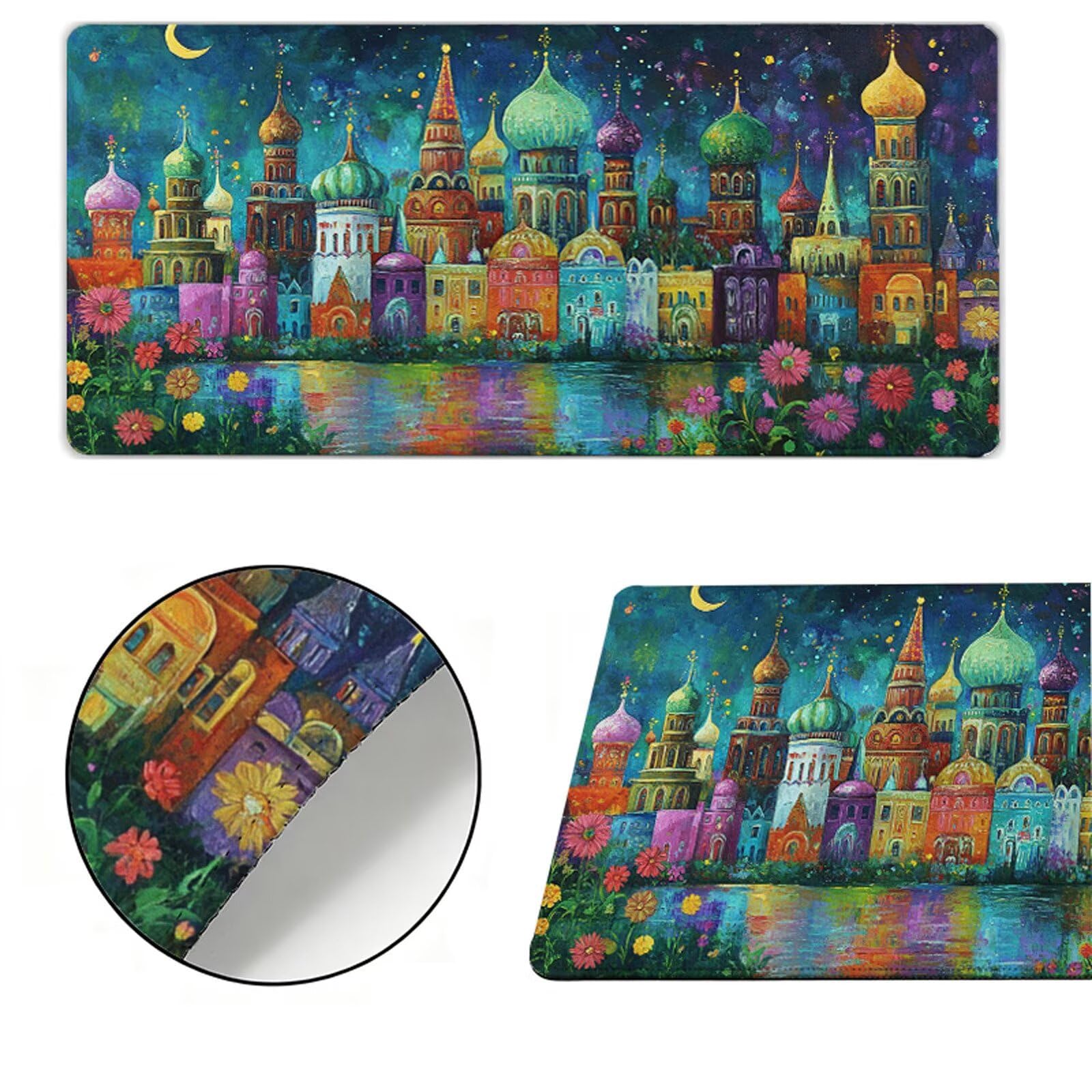 Podkładka pod mysz XXL 1000x500x3mm podkładka pod mysz księżyc podkładka pod mysz kwiat poprawia precyzję i szybkość, wodoodporne antypoślizgowe, szyte krawędzie, akcesoria do gier, komputer, prezent