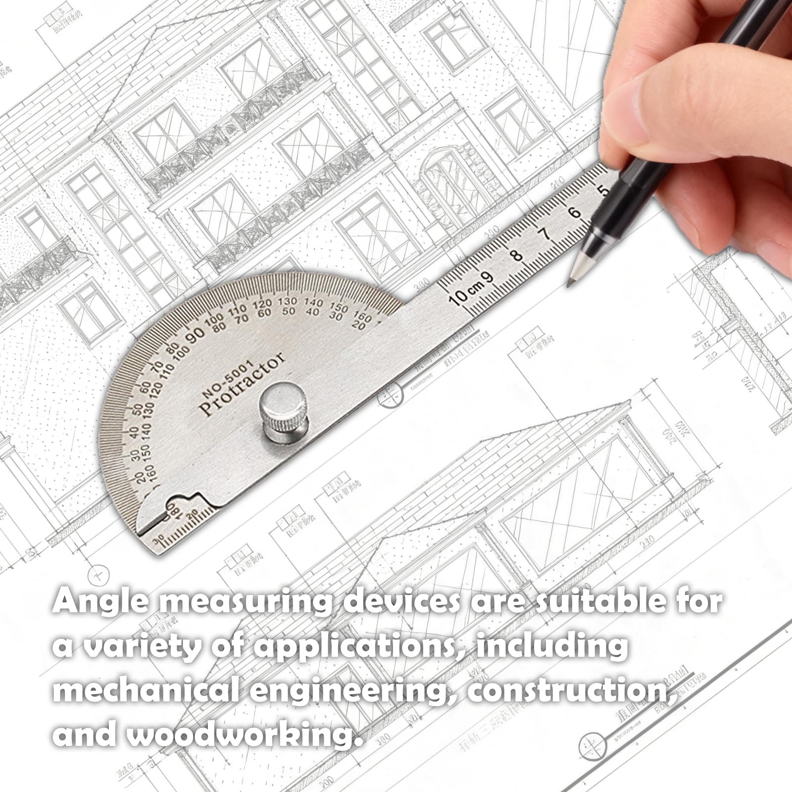 goniometro professionale 2 pezzi per falegnameria e costruzioni strumenti di misurazione angoli acciaio inox 180° con braccio regolabile per ingegneria e design architettonico