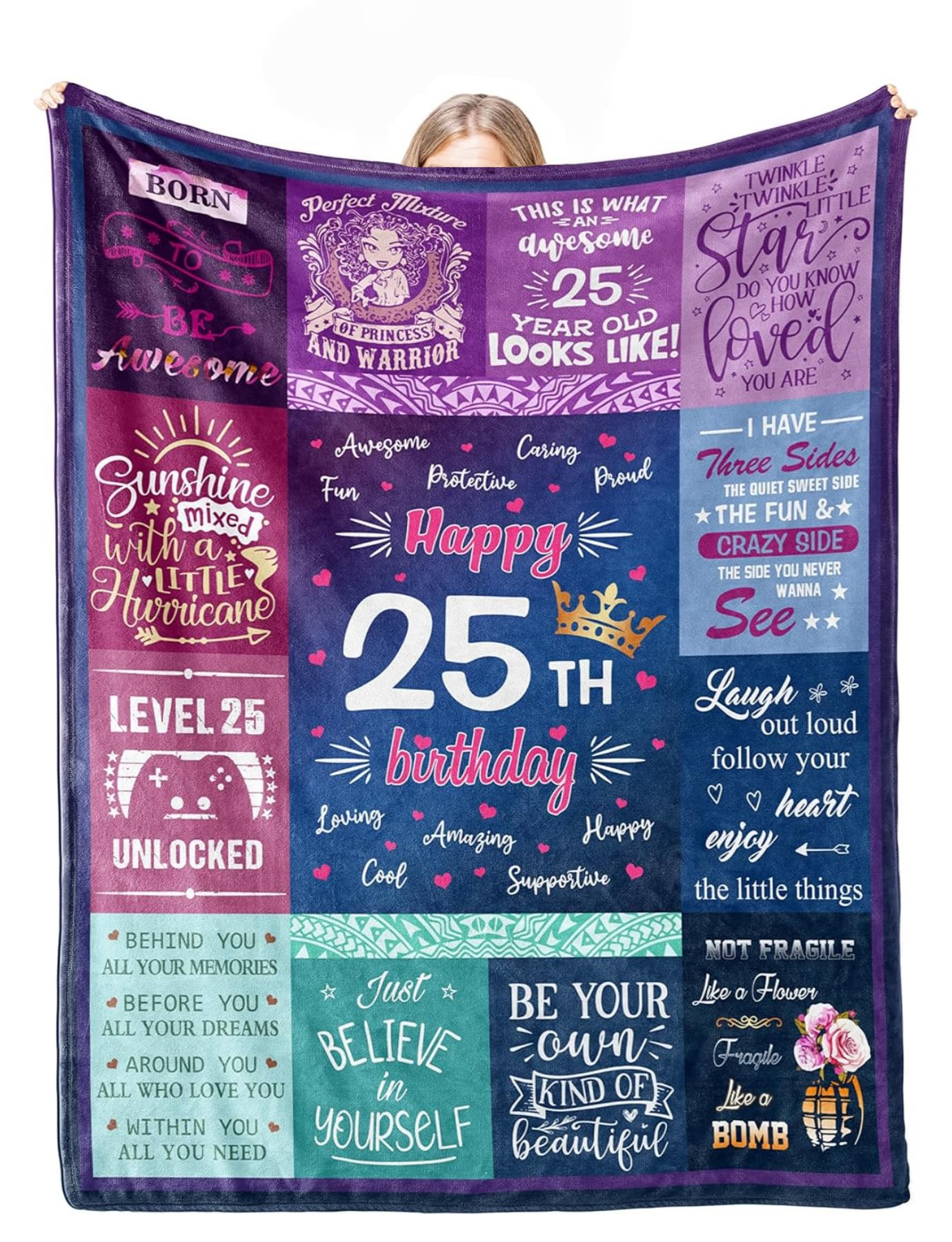 Couverture pour 25e anniversaire de 25 ans pour femme plaid cadeau 130x180cm