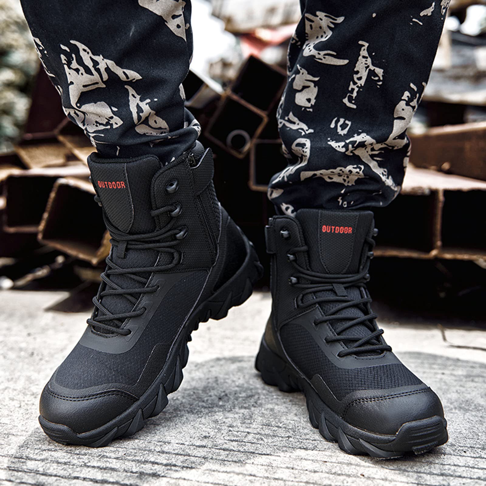 Botas de combate para hombre, de piel, antideslizantes, impermeables, botas
