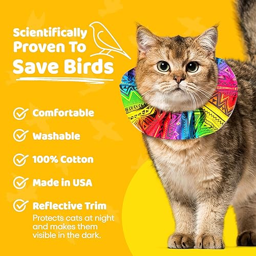 Miniatura 3 de Birdsbesafe® Funda para collar de gato para pájaros, collar de gato con advertencia de pájaros, científicamente probado para ayudar a evitar que tu
