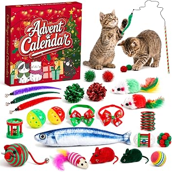 Cat Advent Calendar 2026, 24 Days Assorted Interactive Toys for Indoor Cats