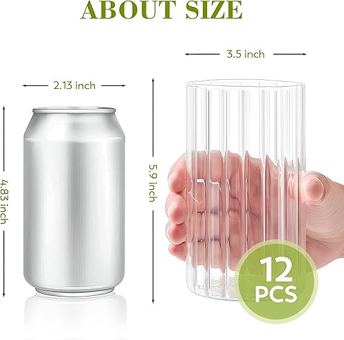 Miniatura 2 de Juego de 12 jarrones de vidrio acanalado, jarrones de propagación para plantas, jarrones cilíndricos de vidrio de 6 pulgadas para centros de mesa,