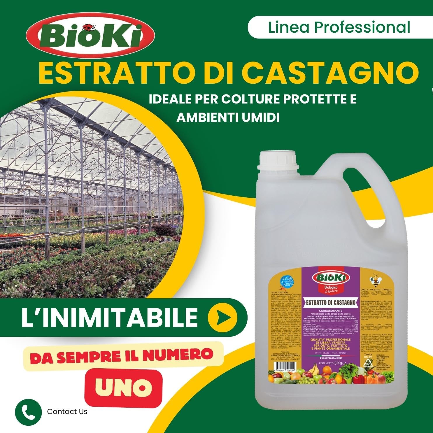 Antika Officina Botanika Estratto distillato di legno di castagno, elicitore di resistenza per malattie di orticoltura, frutticoltura e giardinaggio, tanica da 5 kg