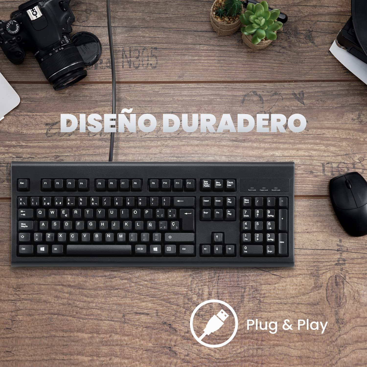 Perixx PERIBOARD-106 Tastiera USB - Alte Prestazioni - Tasti Alti - Full-Size con Tastiera Numerico - Nero - QWERTY Italiano