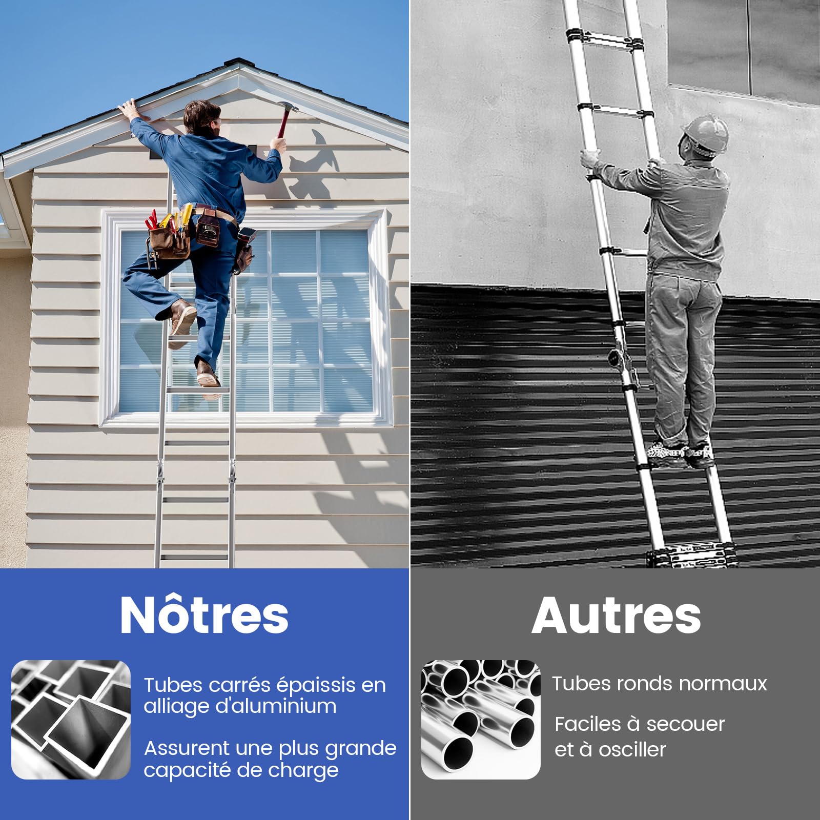 COSTWAY Échelle Pliable en Aluminium 7 en 1 de 370,5 cm, Échelle Multifonction avec Marches et Plate-Forme Antidérapants, Charge Max 150KG, pour Maison et Extérieur