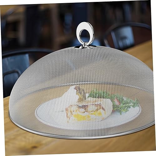 Miniatura 4 de Hemoton Protector de cubierta de malla de acero inoxidable para alimentos, tienda de campaña de malla redonda para cocina, al aire libre, picnic,