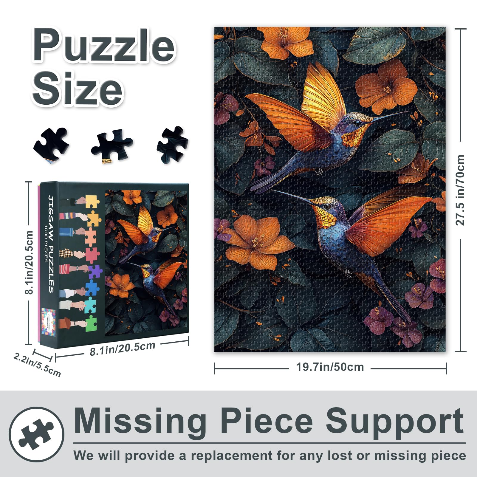 Hummingbirds Puzzles for Adults 1000 Pieces, Flowers Jigsaw Puzzles, Forest Jigsaw Puzzle - Image 3