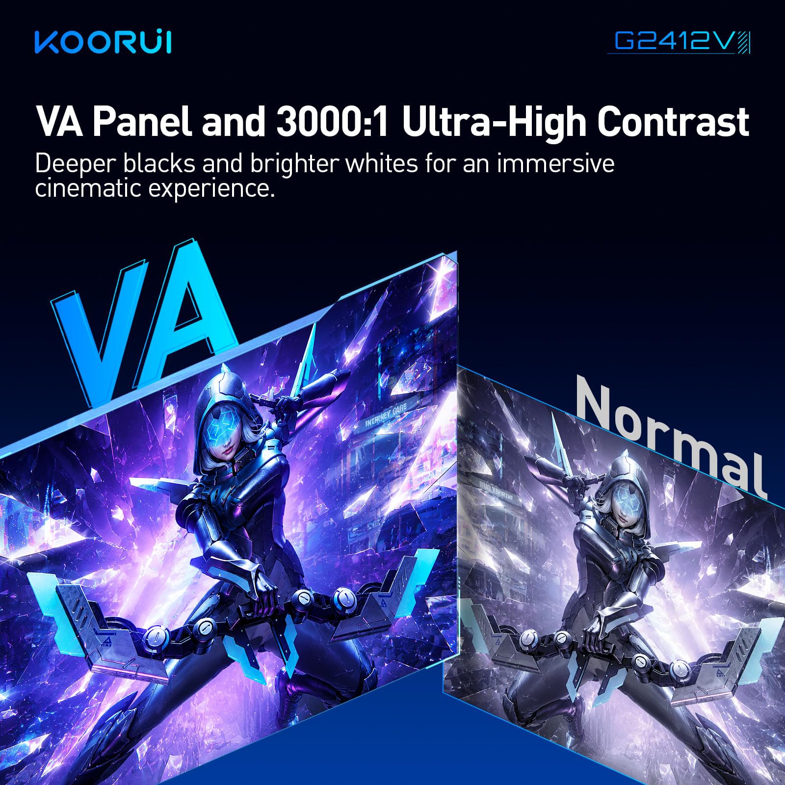 KOORUI 24 Inch Gaming Monitor, 180Hz FHD 1080P VA Display with