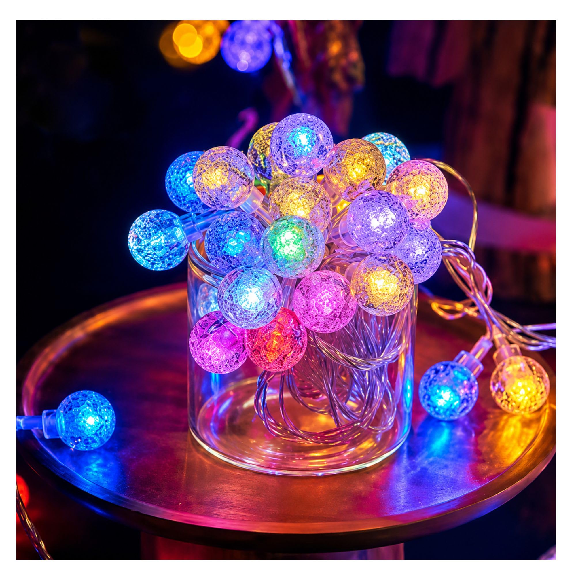 KHIZAR LED Crystal Ball Garland String Lights Indoor Decor Holiday Christmas Lamp 20 LED Fairy Lights Festival Decoration Birthday Parties Diwali Ganpati Decor (Multi Color)-image-19