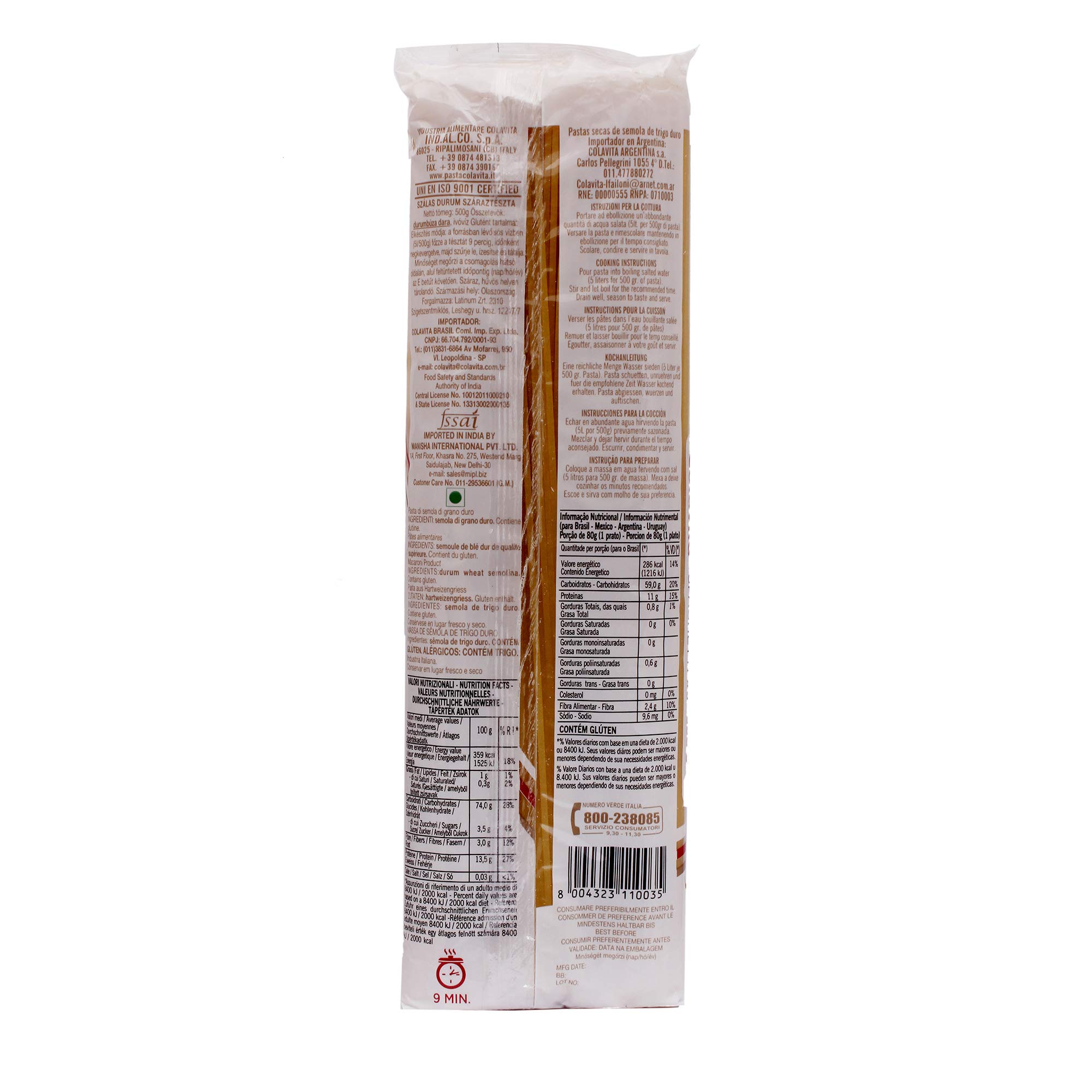 Colavita Capellini, Linguine & Spaghetti Italian Durum Wheat Pasta, 17.64 oz ℮ 500 g, Variety Pack 2