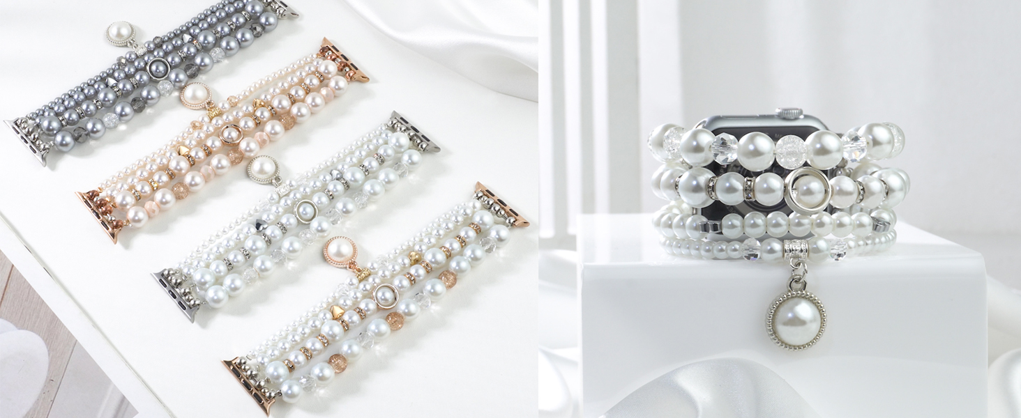 Amazon.com: V-MORO Compatible with Apple Watch Band Pearl  display picture 2
