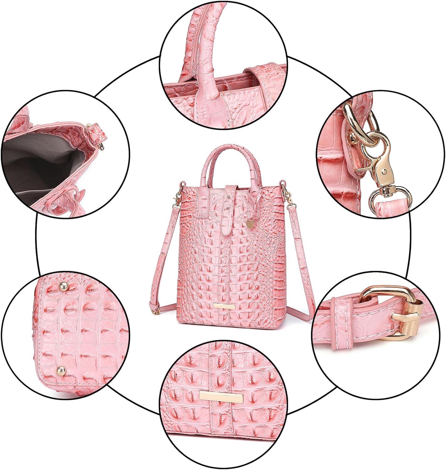 Elegant Women Crocodile Tote Bag Trendy Office & Work Purse Classic Leather Handbag with Shoulder Strap - Image 7